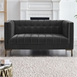 Pemberly Row Contemporary Stitch Gray Velvet Button Tufted Loveseat