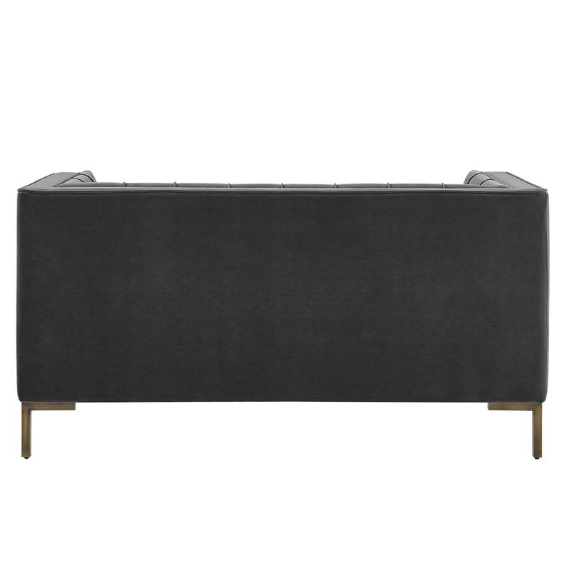 Pemberly Row Contemporary Stitch Gray Velvet Button Tufted Loveseat