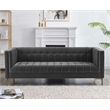 Pemberly Row Contemporary Channel Stitch Gray Velvet Button Tufted Sofa