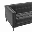 Pemberly Row Contemporary Channel Stitch Gray Velvet Button Tufted Sofa