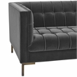 Pemberly Row Contemporary Channel Stitch Gray Velvet Button Tufted Sofa