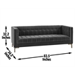 Pemberly Row Contemporary Channel Stitch Gray Velvet Button Tufted Sofa