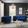 Pemberly Row Contemporary Blue Velvet Button Tufted Loveseat