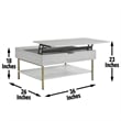 Pemberly Row Contemporary White Wood and Brass Lift Top Coffee Table