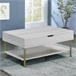 Pemberly Row Contemporary White Wood and Brass Lift Top Coffee Table