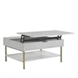Pemberly Row Contemporary White Wood and Brass Lift Top Coffee Table