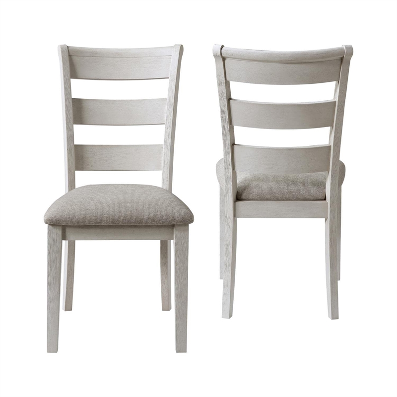 Pemberly Row Farmhouse / Country Ivory Ladderback Wood Side Chair