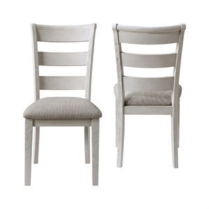 Pemberly Row Farmhouse / Country Ivory Ladderback Wood Side Chair