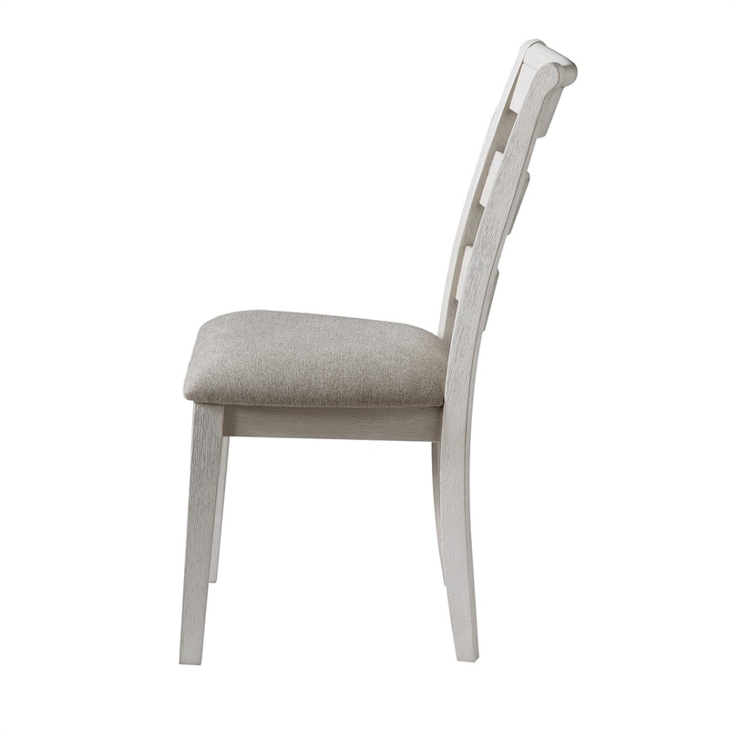 Pemberly Row Farmhouse / Country Ivory Ladderback Wood Side Chair
