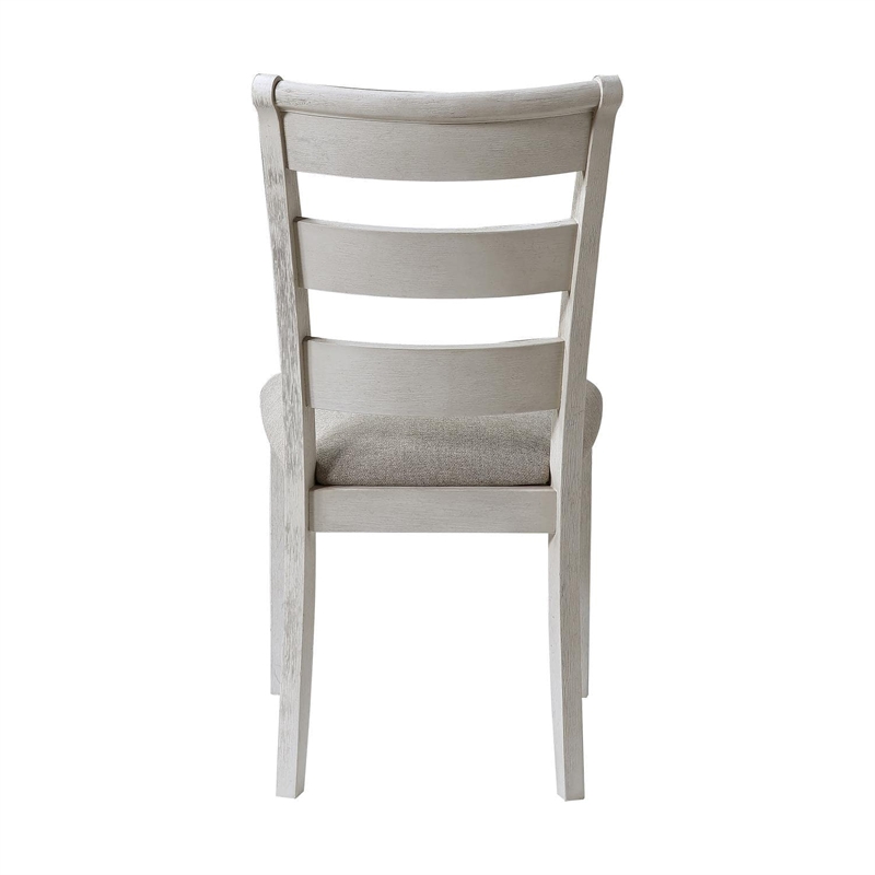 Pemberly Row Farmhouse / Country Ivory Ladderback Wood Side Chair