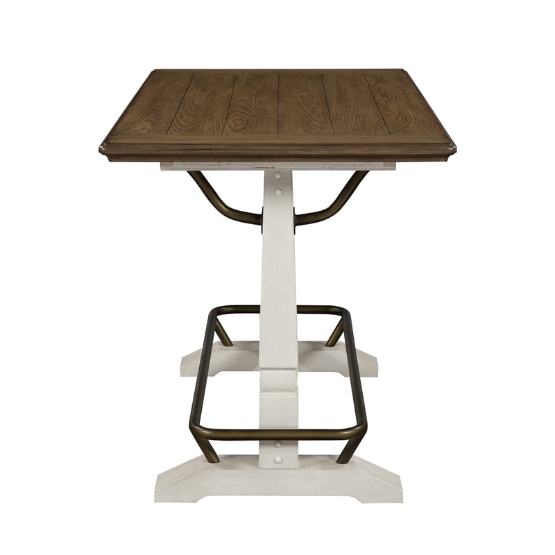 Pemberly Row Ivory and Brown Wood Counter Height Gathering Table