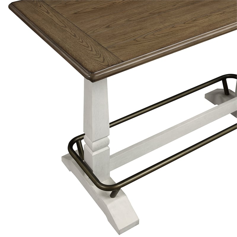 Pemberly Row Ivory and Brown Wood Counter Height Gathering Table