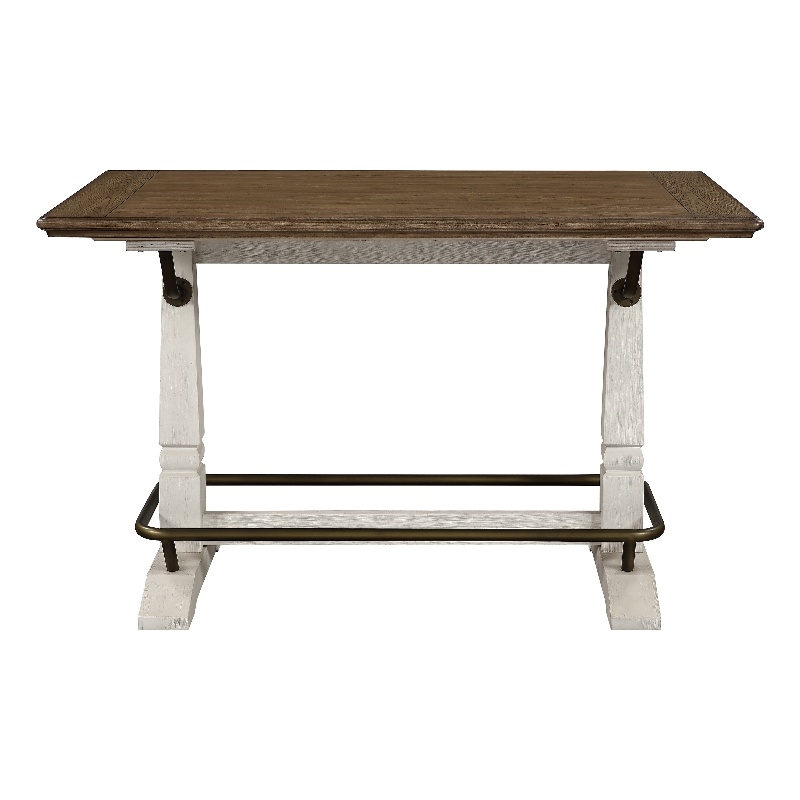 Pemberly Row Ivory and Brown Wood Counter Height Gathering Table