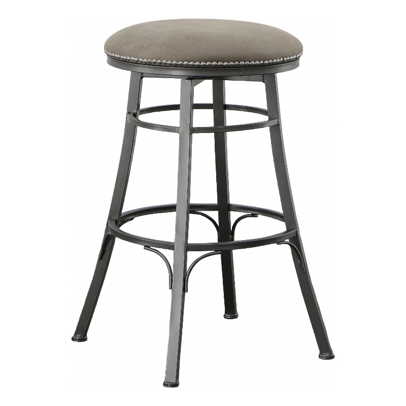 Pemberly Row Transitional Gray Metal Backless Swivel Bar Stool