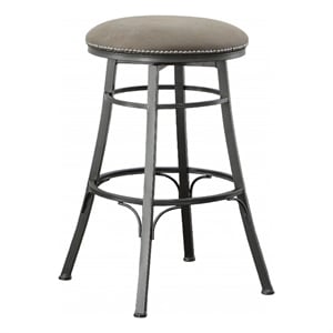 Pemberly Row Transitional Gray Metal Backless Swivel Bar Stool