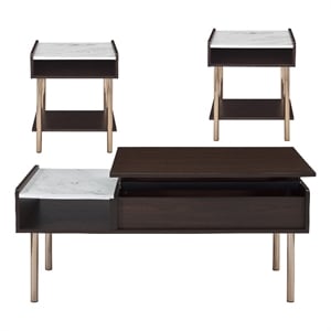 Pemberly Row Mid-Century Walnut Finished Wood 3-piece Occasional Set