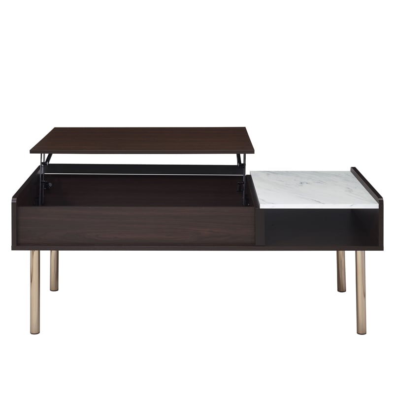 Pemberly Row Mid-Century Walnut Finished Wood Lift-Top Cocktail Table