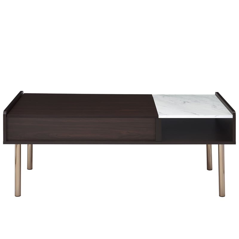 Pemberly Row Mid-Century Walnut Finished Wood Lift-Top Cocktail Table