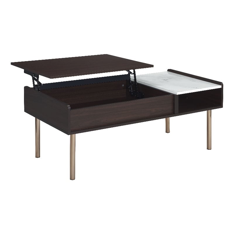 Pemberly Row Mid-Century Walnut Finished Wood Lift-Top Cocktail Table