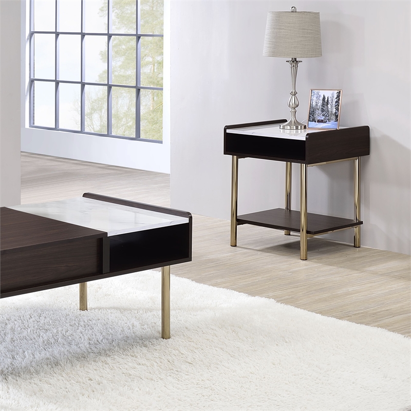 Pemberly Row Modern Mid-Century Walnut Finished 20