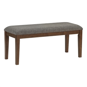 Pemberly Row Polyester Fabric Transitional 43&quot Dining Bench Chestnut