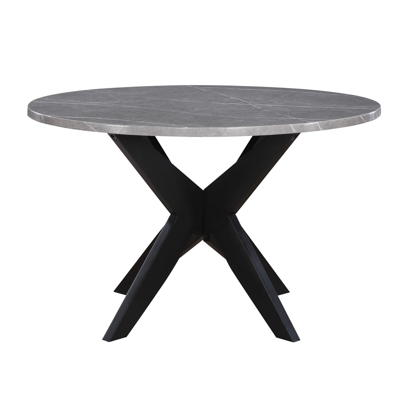 Pemberly Row Engineered Wood Contemporary Faux Marble Dining Table Gray