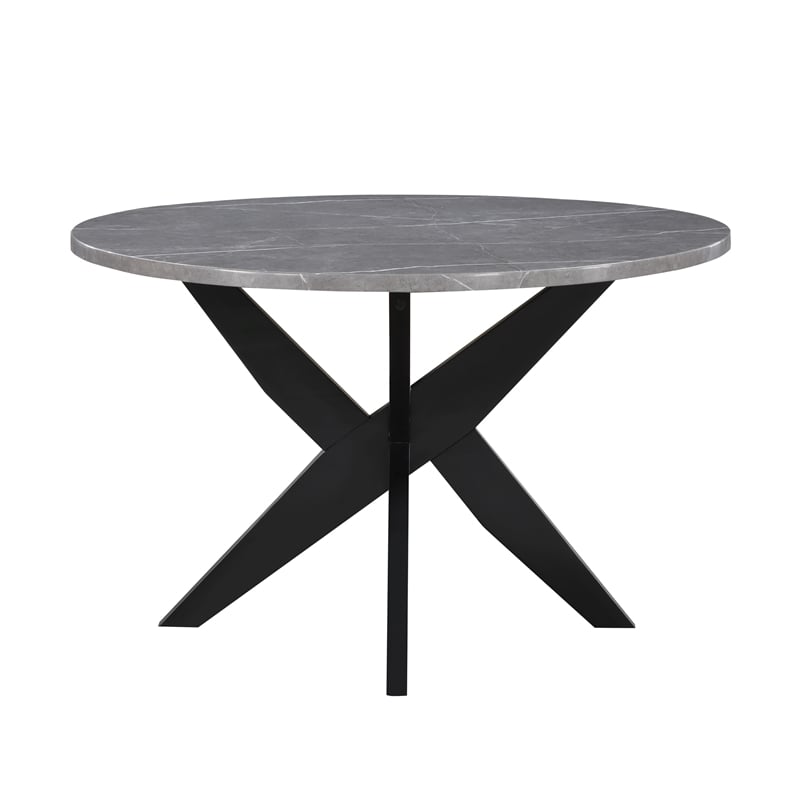 Pemberly Row Engineered Wood Contemporary Faux Marble Dining Table Gray