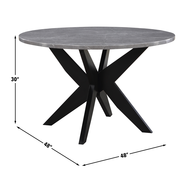 Pemberly Row Engineered Wood Contemporary Faux Marble Dining Table Gray