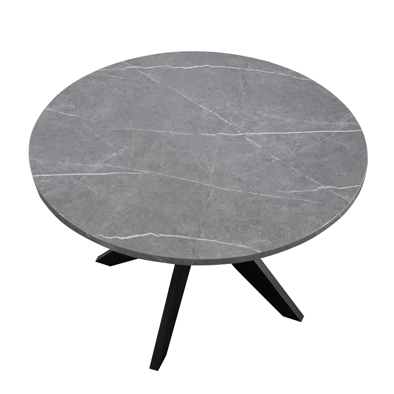 Pemberly Row Engineered Wood Contemporary Faux Marble Dining Table Gray