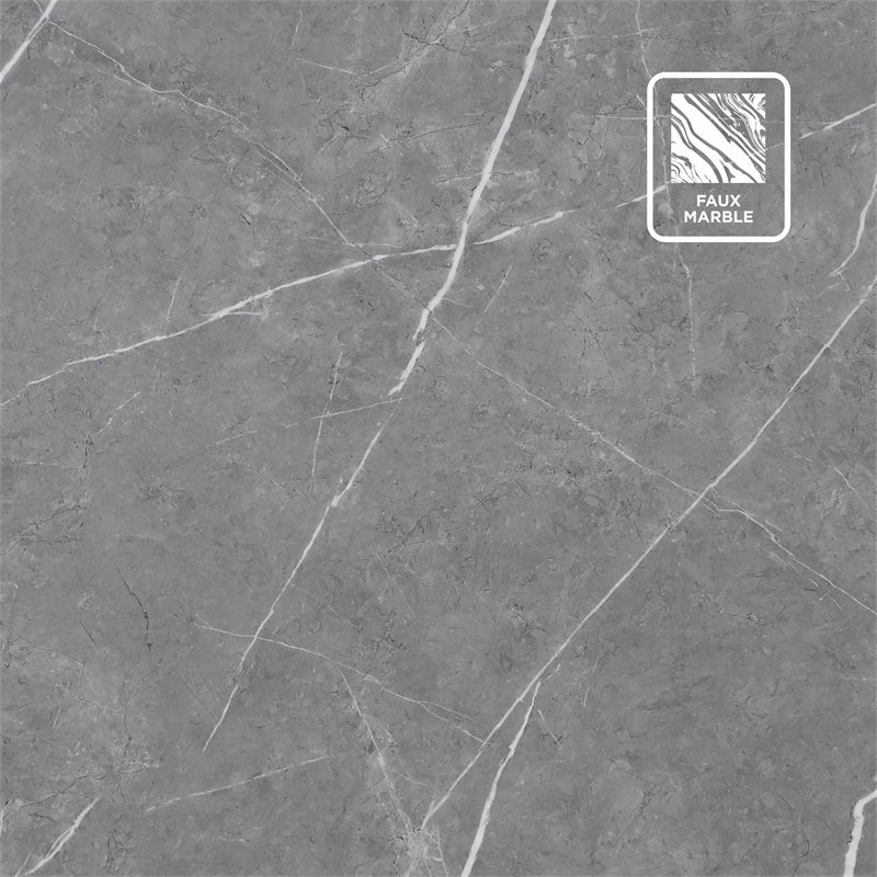 Pemberly Row Engineered Wood Contemporary Faux Marble Dining Table Gray