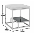 Pemberly Row Contemporary Marble Top and Iron Base End Table in White