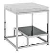Pemberly Row Contemporary Marble Top and Iron Base End Table in White