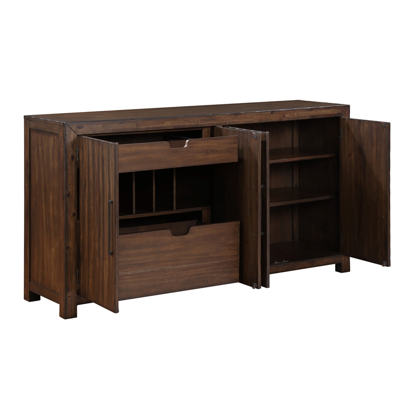 Pemberly Row Transitional Engineered Wood Buffet/Server in Dark Brown