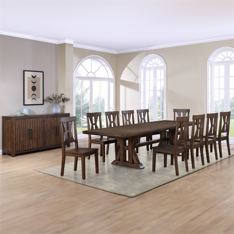 Pemberly Row Transitional Engineered Wood Buffet/Server in Dark Brown