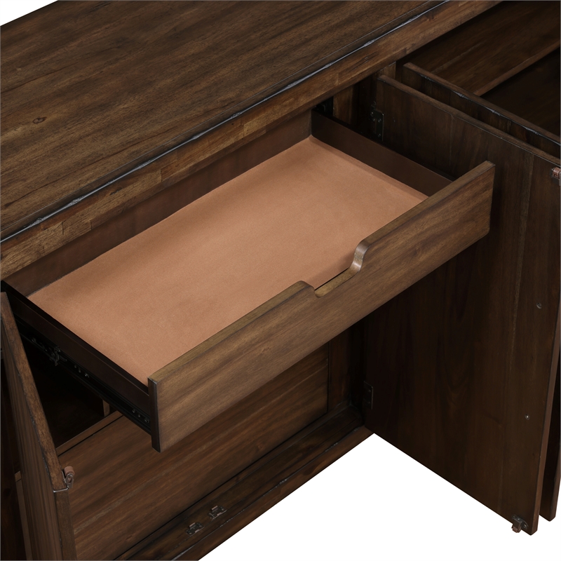 Pemberly Row Transitional Engineered Wood Buffet/Server in Dark Brown