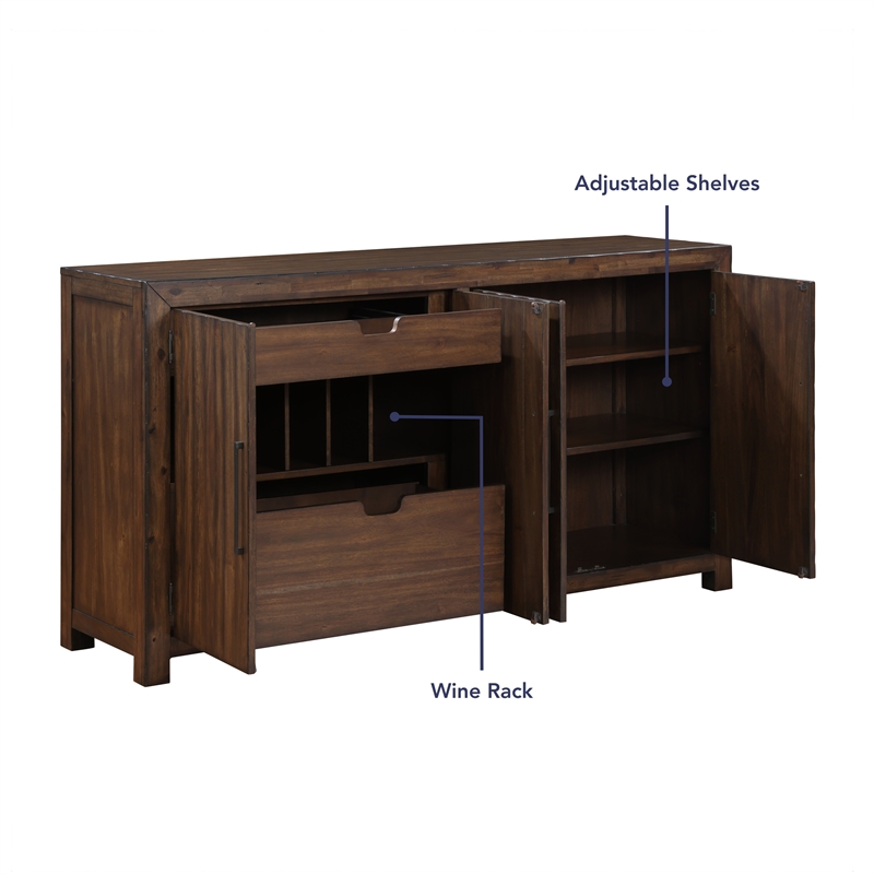 Pemberly Row Transitional Engineered Wood Buffet/Server in Dark Brown