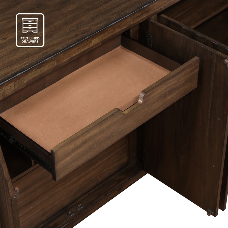 Pemberly Row Transitional Engineered Wood Buffet/Server in Dark Brown