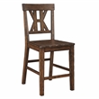 Pemberly Row Rubberwood/Iron Counter Chair in Dark Brown (Set of 2)