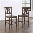 Pemberly Row Rubberwood/Iron Counter Chair in Dark Brown (Set of 2)