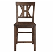 Pemberly Row Rubberwood/Iron Counter Chair in Dark Brown (Set of 2)