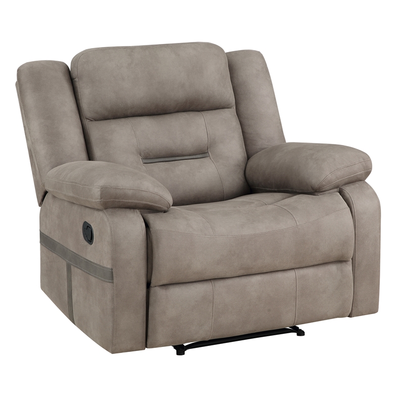Pemberly Row Faux Leather Upholstered Manual Recliner in Brown