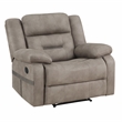 Pemberly Row Faux Leather Upholstered Manual Recliner in Brown