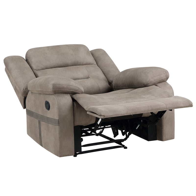Pemberly Row Faux Leather Upholstered Manual Recliner in Brown