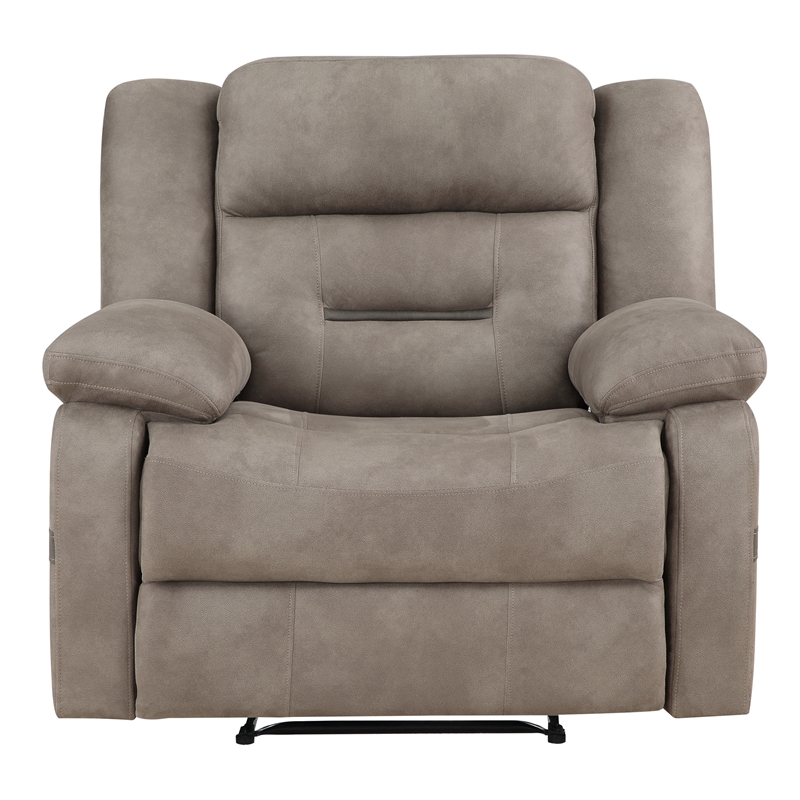 Pemberly Row Faux Leather Upholstered Manual Recliner in Brown