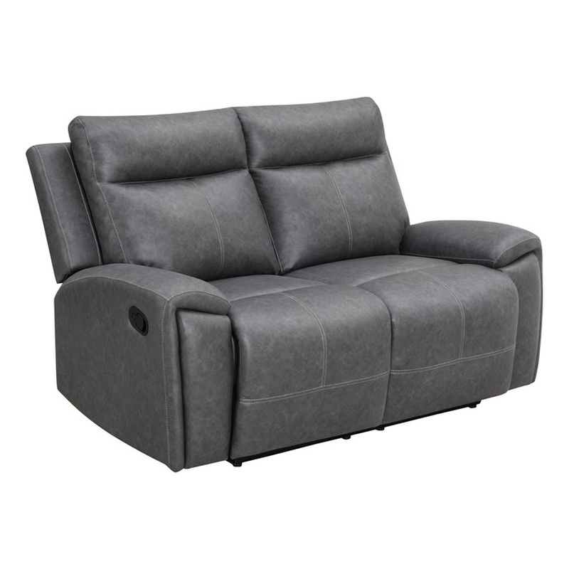 Pemberly Row Contemporary Polyester Upholstered Manual Loveseat in Gray