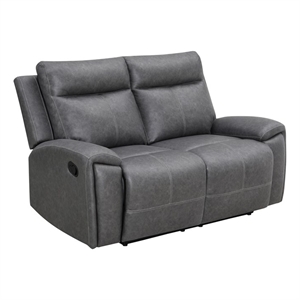 Pemberly Row Contemporary Polyester Upholstered Manual Loveseat in Gray