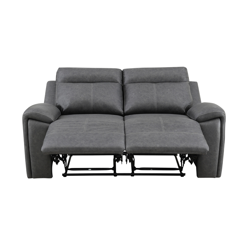 Pemberly Row Contemporary Polyester Upholstered Manual Loveseat in Gray