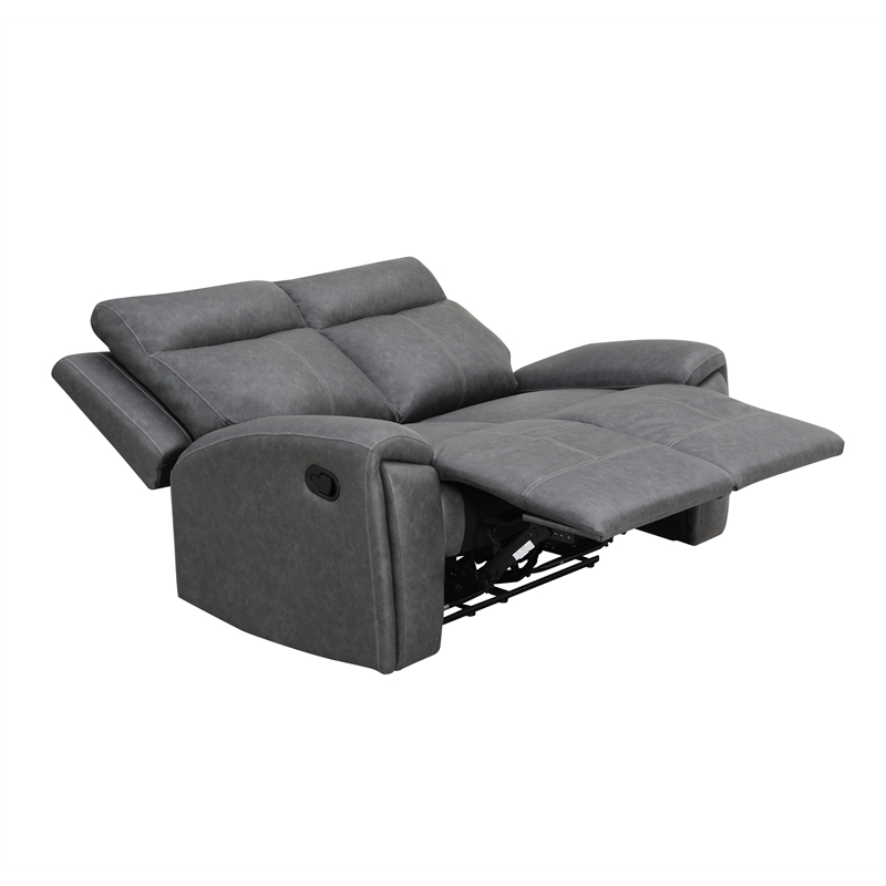 Pemberly Row Contemporary Polyester Upholstered Manual Loveseat in Gray