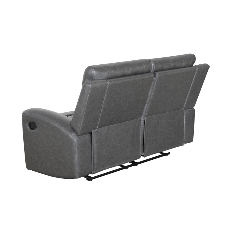 Pemberly Row Contemporary Polyester Upholstered Manual Loveseat in Gray