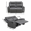 Pemberly Row Contemporary Polyester Upholstered Manual Loveseat in Gray